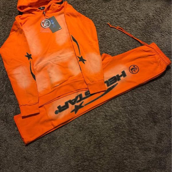 Hellstar Men's Orange Hoodie and Pants