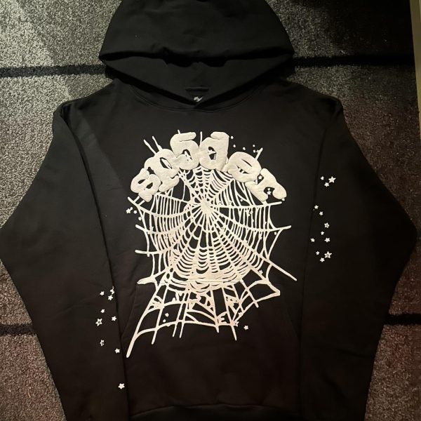 Black and white sp5der web hoodie