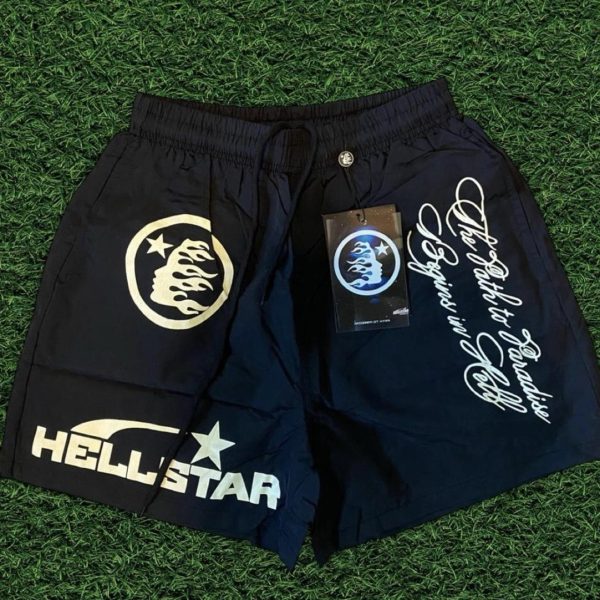 Hellstar Men's Black and Navy Shorts
