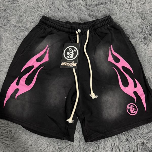 Hellstar Men's Black and Pink Shorts