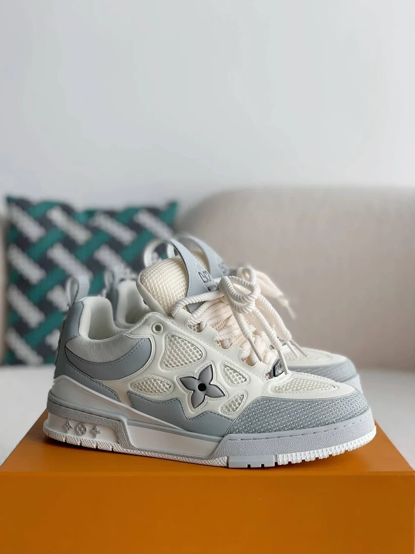 LouisVuittonLVSkateSneaker_Grey_WhiteTechnicalMesh_2 Louis Vuitton Skate White & Grey Sneaker - Image 1