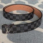 Men's Black and Silver LV Belt - Image 4