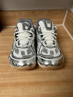 White And Silver Bottega Sneakers