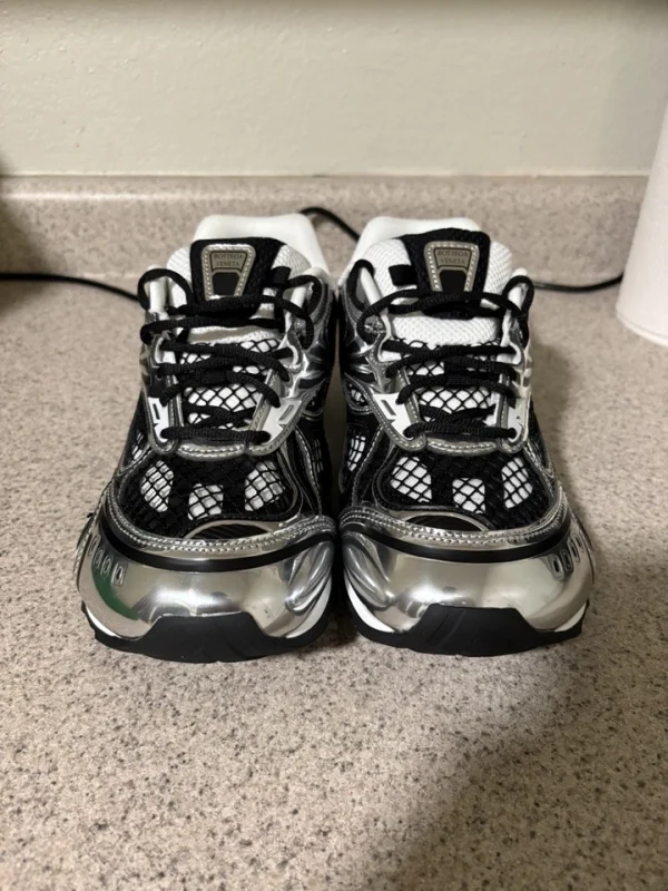 Silver  And Black Bottega Sneakers